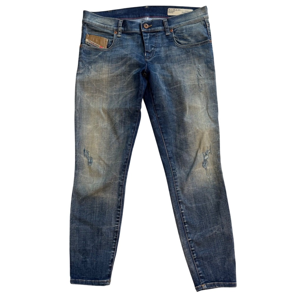Diesel Grupee-Ankle Super Slim Skinny Jeans Blue Wash 0809B Low Waist Womens 30L